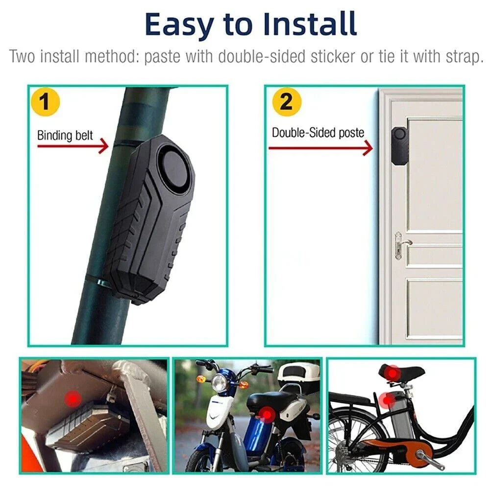113dB Motorcycle Alarm Anti-Theft Vibration Security System with Remote