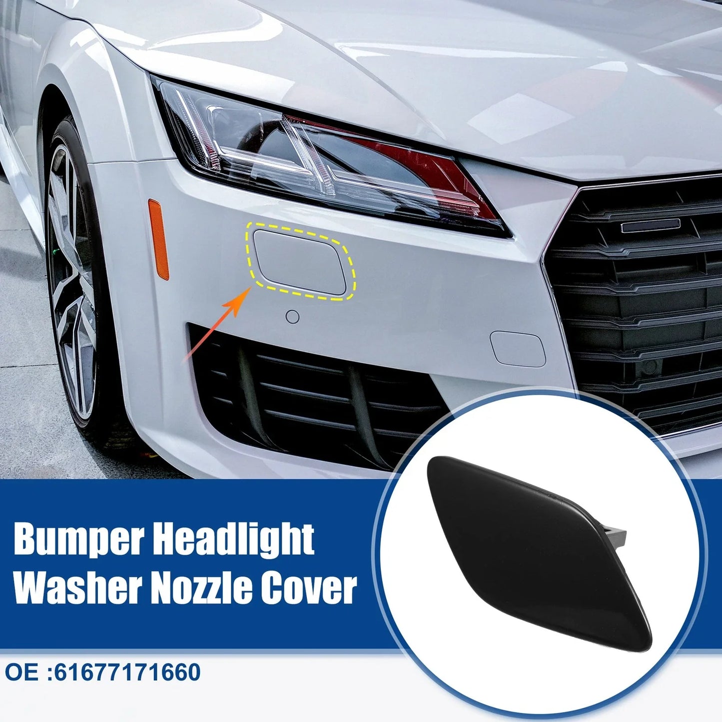 Front Bumper Headlight Washer Cover Cap for BMW 335i Glossy Black
