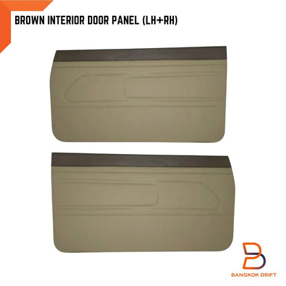 Brown Interior Door Panel Pair + Clips for Toyota Pickup LN55 LN56 LN65 (83-88)