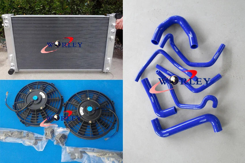 Radiator & Fans + Red Hose for Holden Commodore V8 GEN3 VT VX VU HSV LS1 (1997-2006)