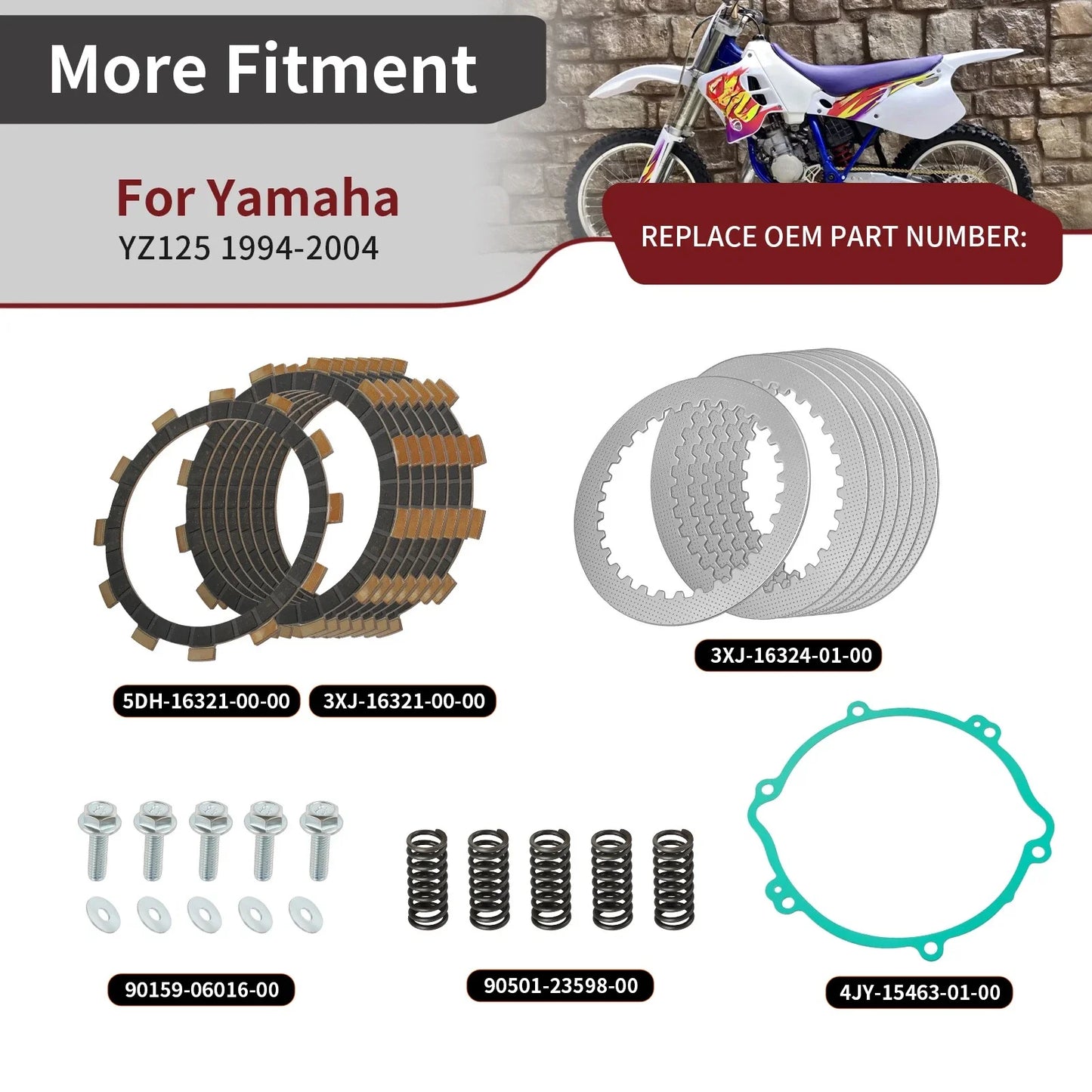 Clutch Friction Steel Plates Gasket for Yamaha YZ125 (1994–2004)