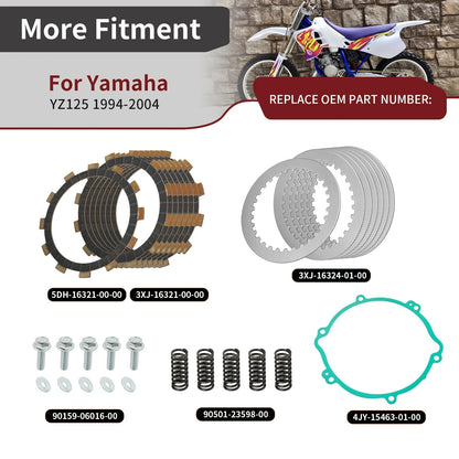 Clutch Friction Steel Plates Gasket for Yamaha YZ125 (1994–2004)