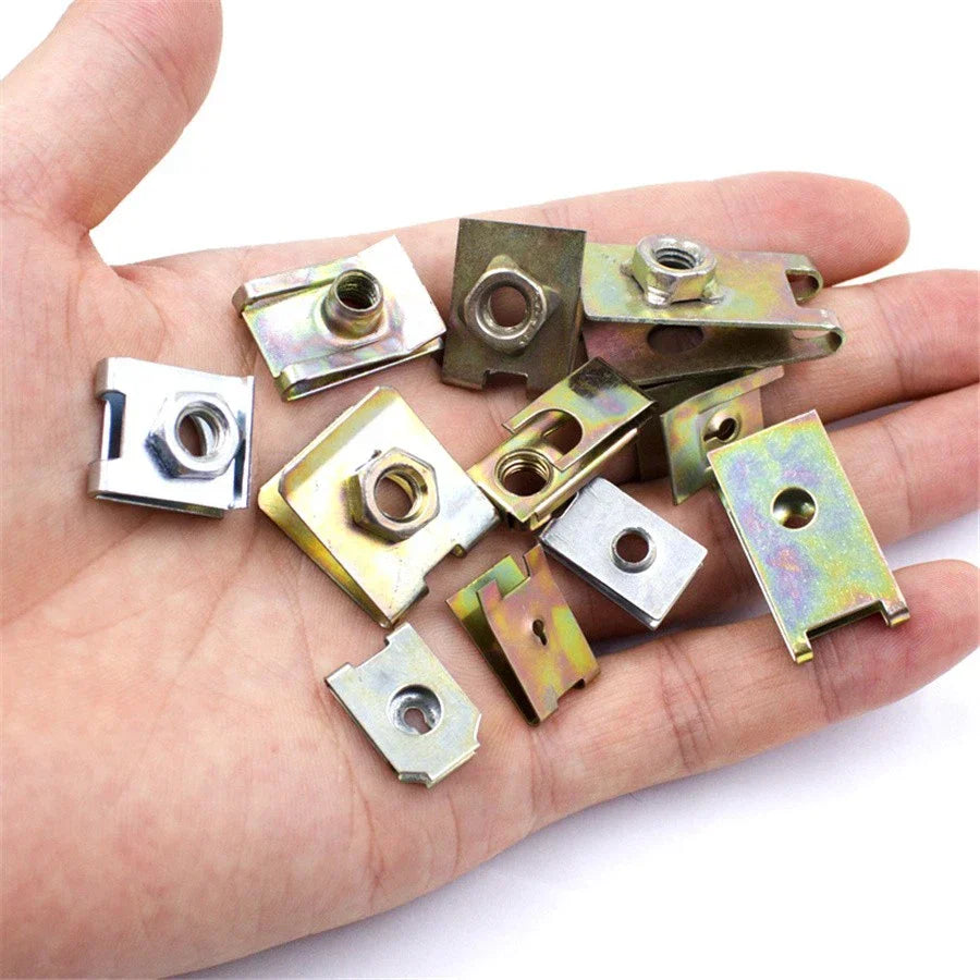 150 Pcs U-Type Metal Screw Nut Clips for Car Fender Bumper