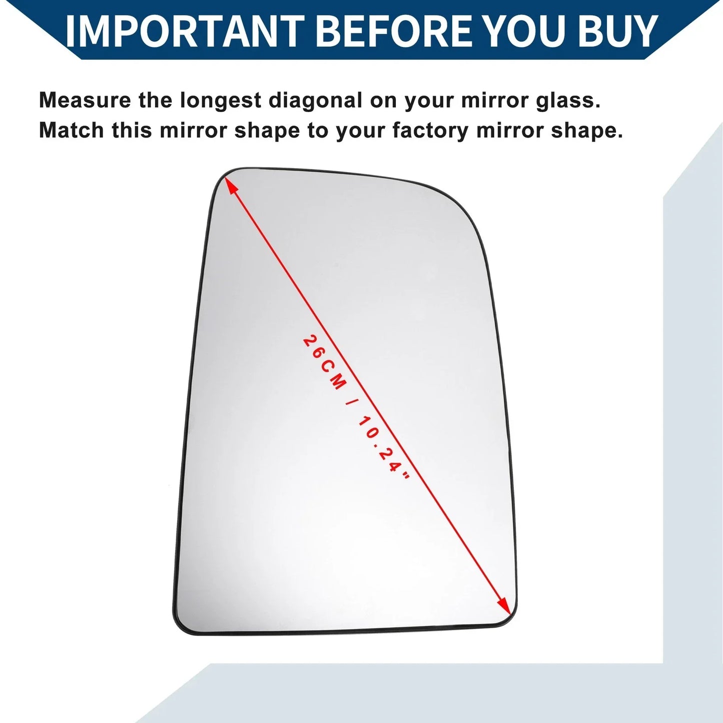 Right Upper Side Mirror Glass for VW CRAFTER 2010-2016