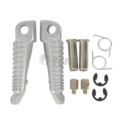Black/Silver Front Footrest Pegs for Kawasaki ZX6R ZX10R (2003-2013)