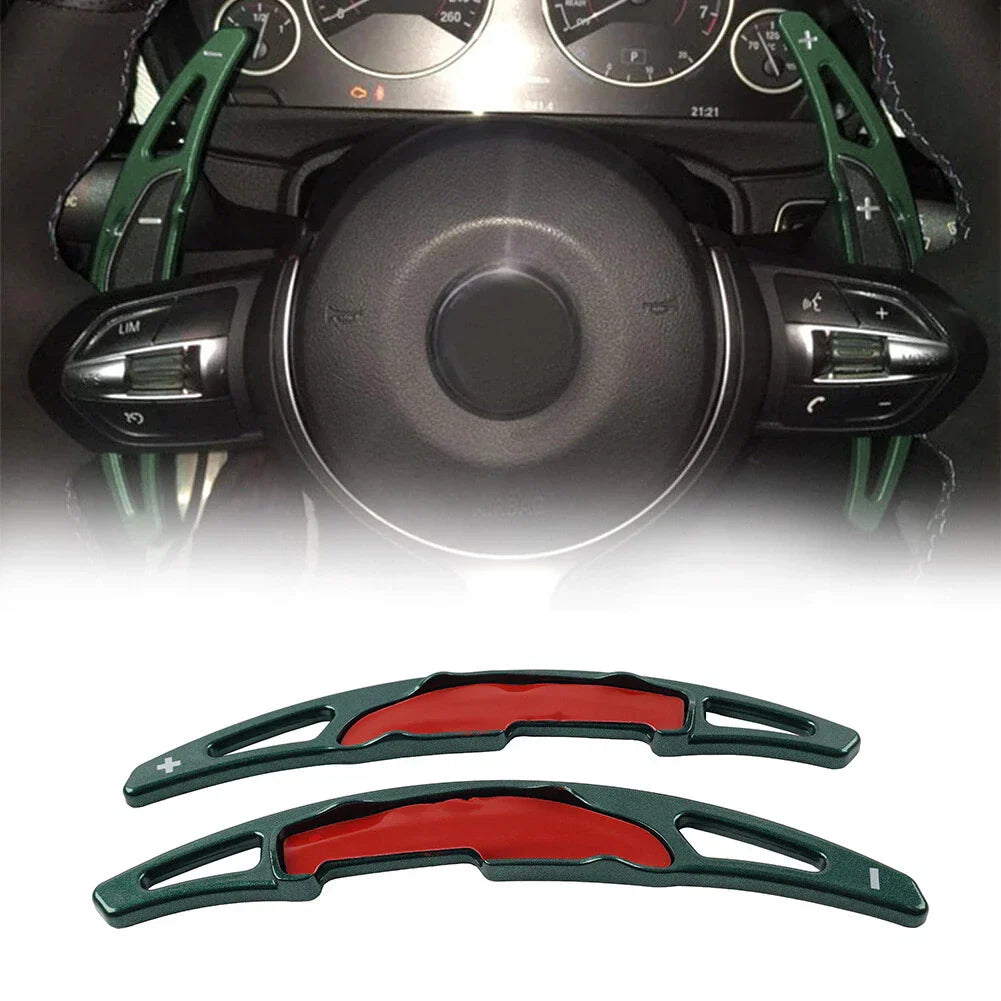 Green Steering Wheel Paddle Shifter Extensions for BMW M2 M3 M4 M5 M6 X5M X6M