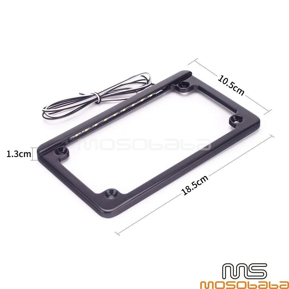 Black Motorcycle License Plate Frame Holder with LED Lights for Motorcycles