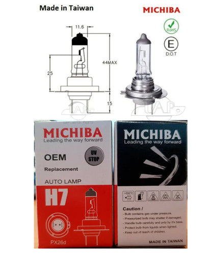 H7 Halogen Headlight PX26D 12V 100W Bulb Michiba 2 x