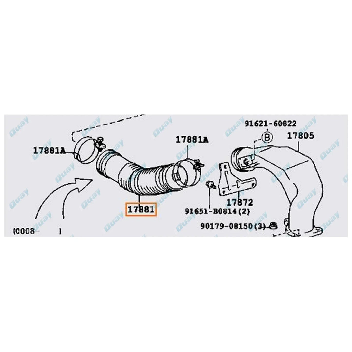 Rubber Air Cleaner Intake Hose for Hiace Van Diesel 5L (2000-2004)