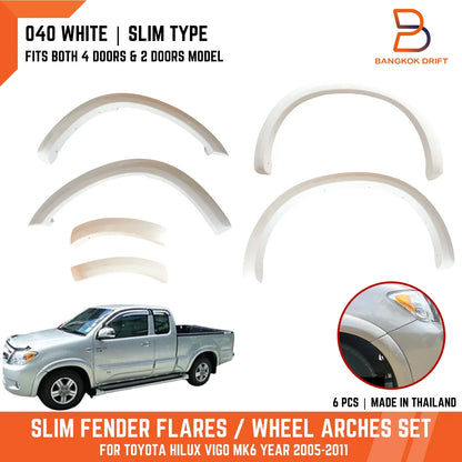 White Slim Fender Flares for Toyota Hilux Ute MK6 VIGO (2005-2011)