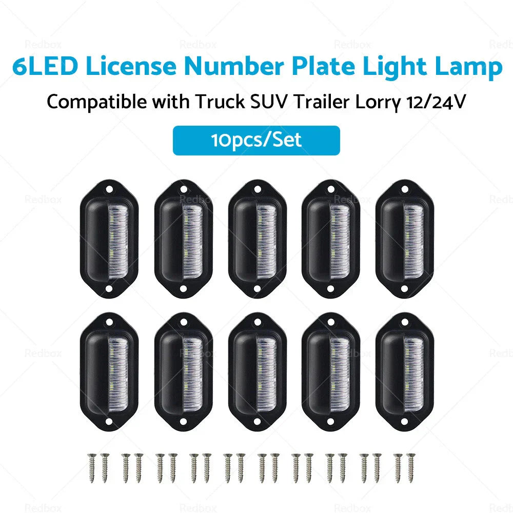 6LED License Plate Light for Truck SUV Trailer Lorry 12/24V