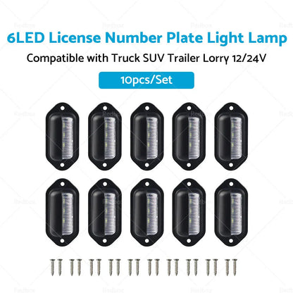 6LED License Plate Light for Truck SUV Trailer Lorry 12/24V