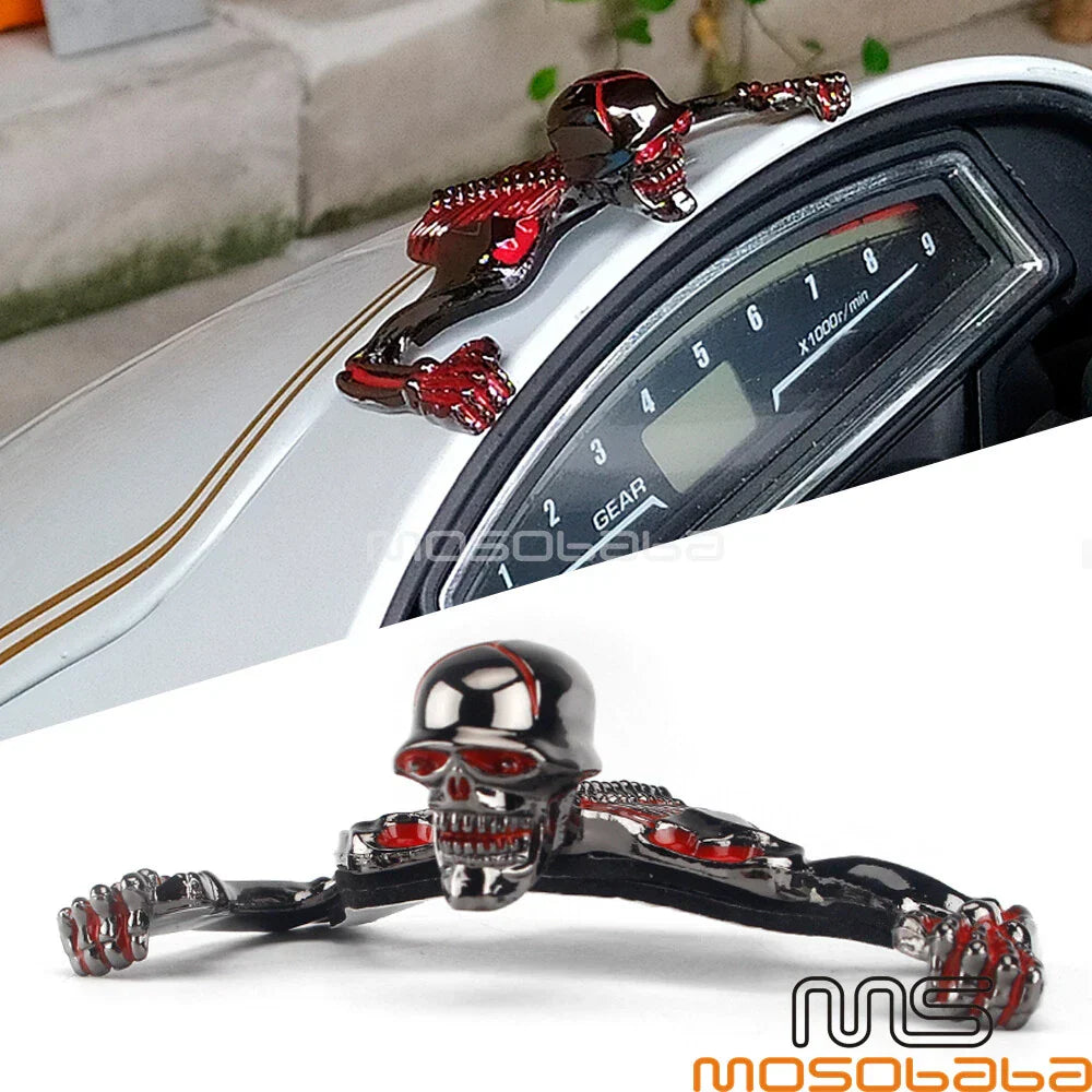 Skull Skeleton Headlight Fender Ornament for Harley Cruiser