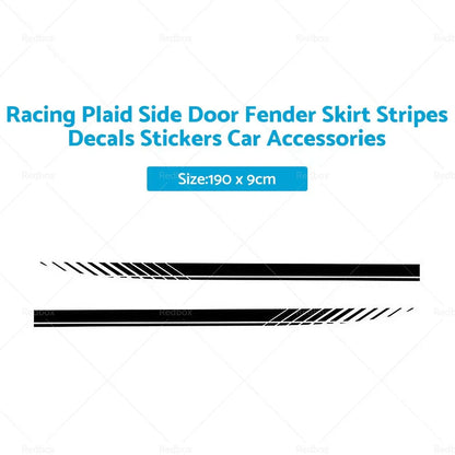 Racing Plaid Side Door Fender Skirt Stripes Decals for Car Accessories