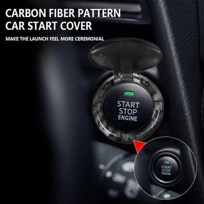 Carbon Fiber Cover Sticker for Car Engine Start Stop Button Dashboard