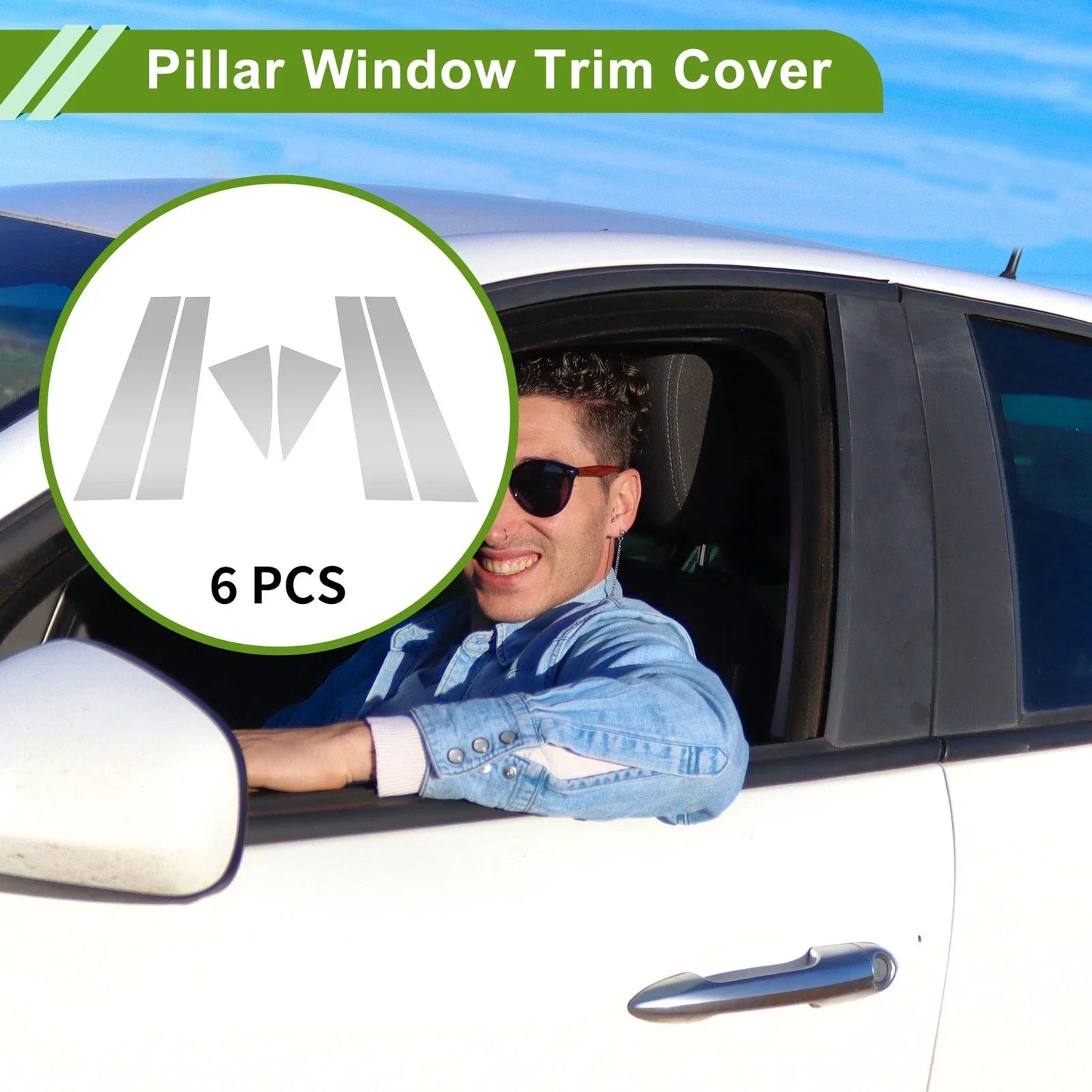 6 Pcs Pillar Window Trim for Chevy Equinox (2005-2009) Silver Tone