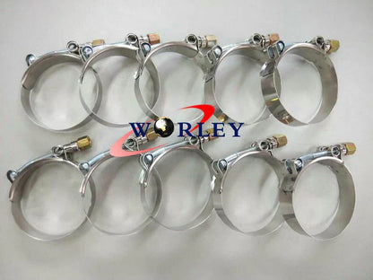 10 x T Bolt Stainless Steel Silicone Hose Clamps ID 80mm
