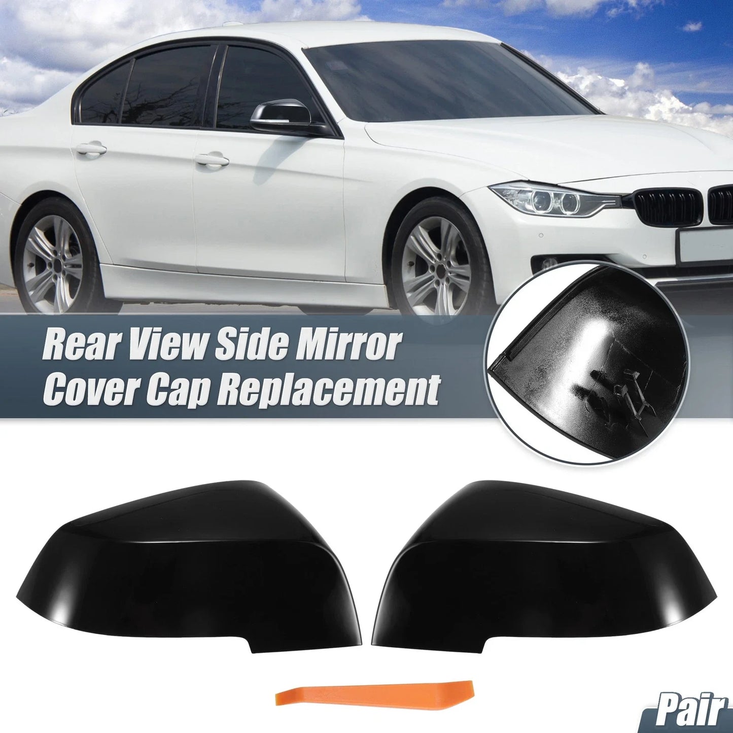 Rearview Mirror Cover Cap Gloss Black for BMW 328i 125i 330i 320i 220i