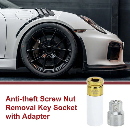 Set of 2 Wheel Lock Lug Nuts with 21 Teeth Anti-theft Key for Porsche Cayenne