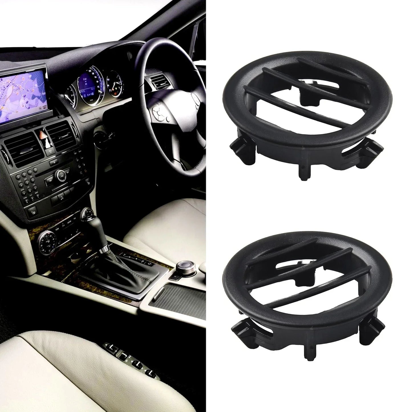 2 x Black Plastic Air Ac Vent for W204 C-CLASS (2008–2011)