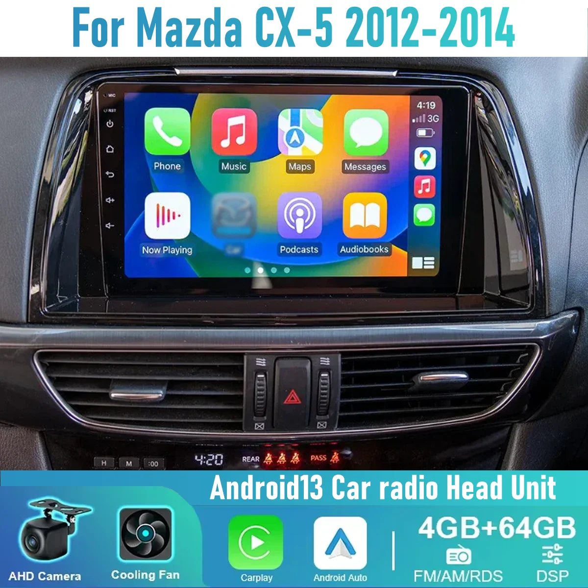 10" Wireless Carplay Android Auto Head Unit for Mazda CX-5 (2012-2014)