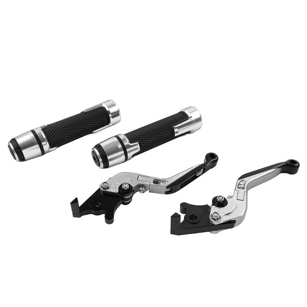 Silver Extendable Brake Clutch Levers & Handlebar Grips for Daytona 675 R