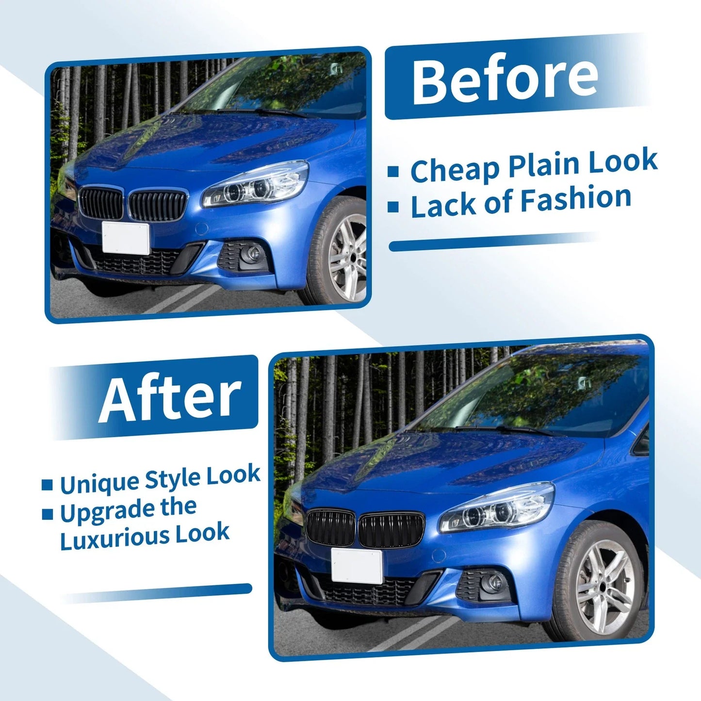 Front Upper Bumper Grille Grill for BMW 2 Series ActiveTourer Double Slat