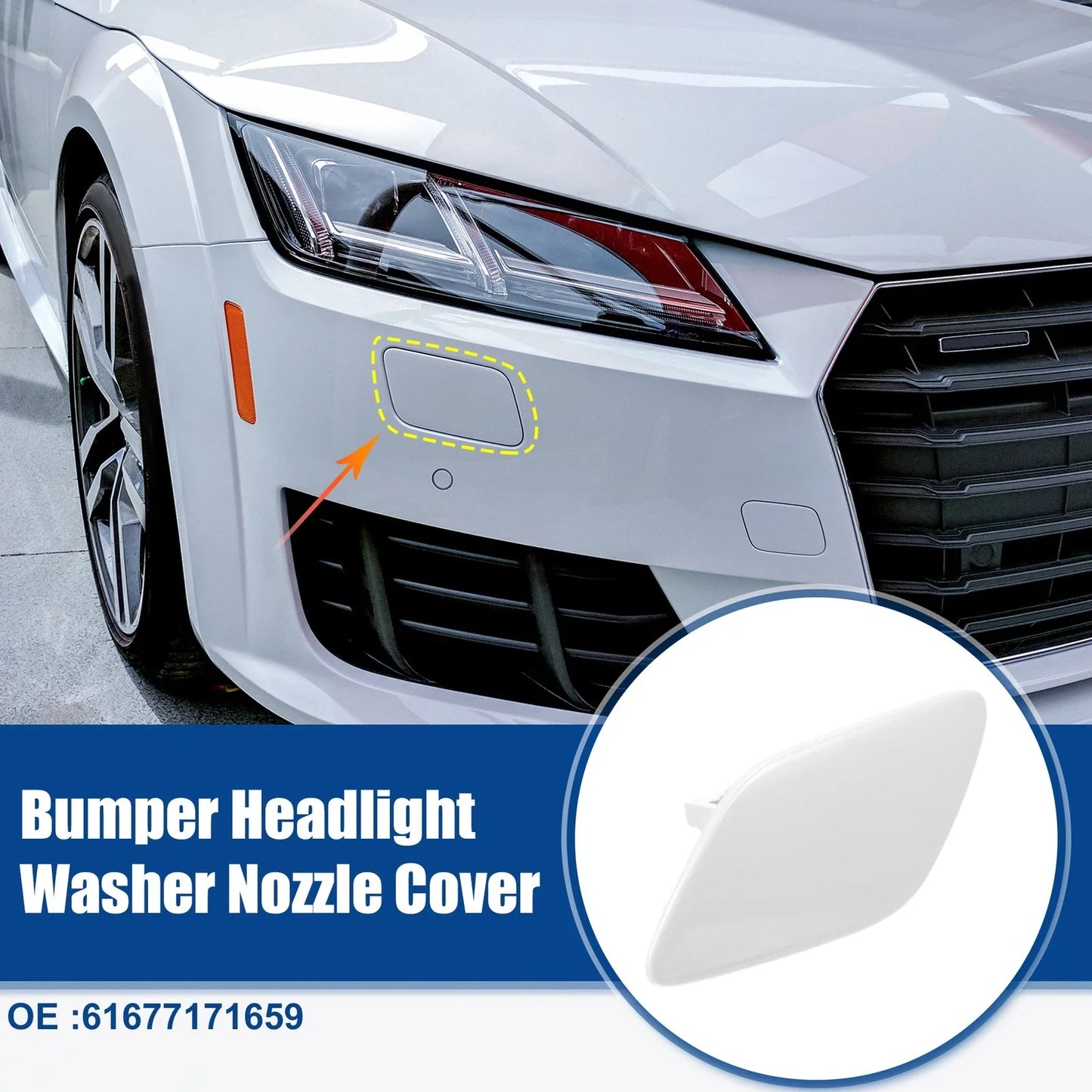 1x Front Bumper Headlight Washer Nozzle Cover Cap for BMW 335i White