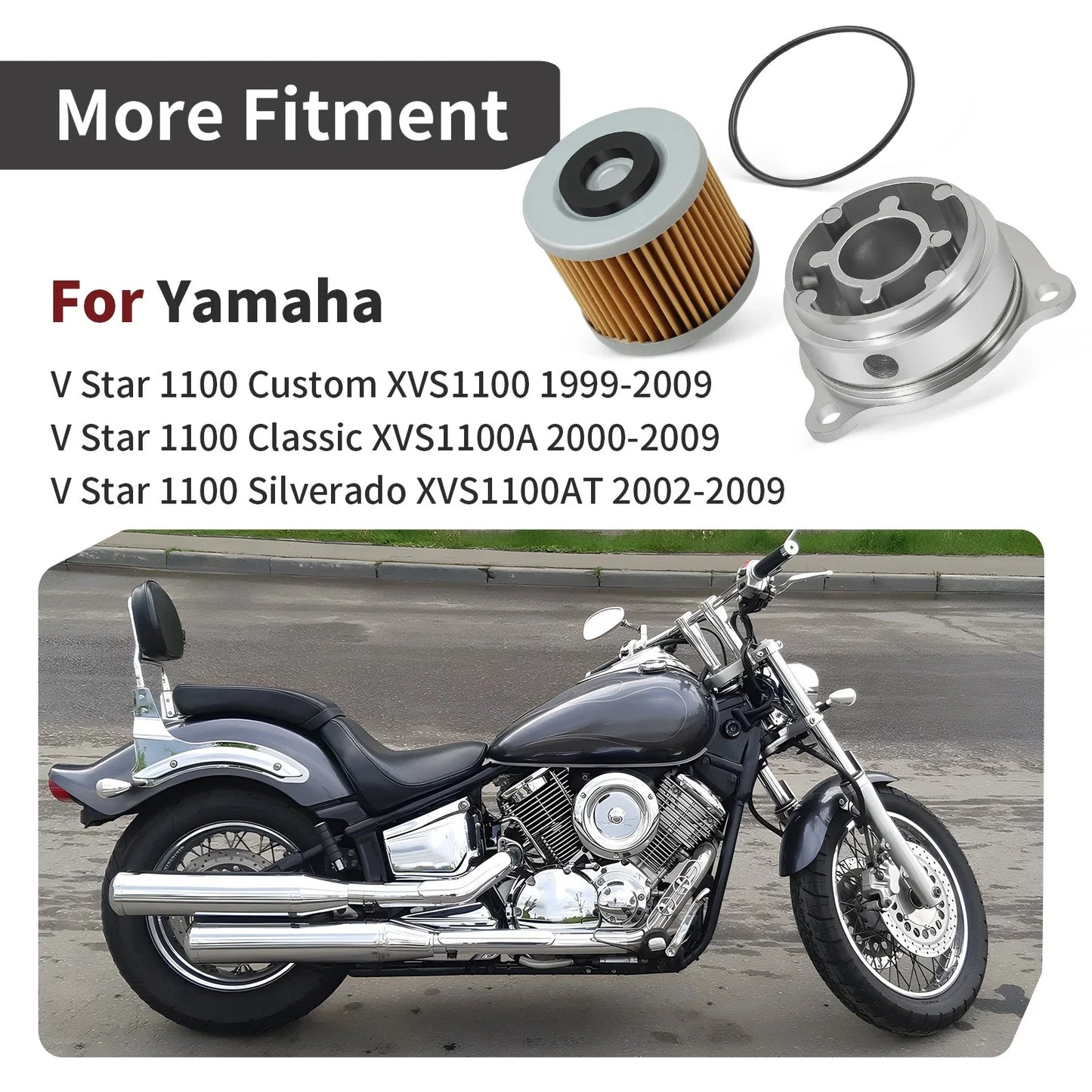 Oil Filter Cover w/ O-Ring for Yamaha V Star 1100 XVS1100 (1999–2009)