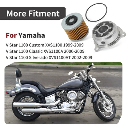 Oil Filter Cover w/ O-Ring for Yamaha V Star 1100 XVS1100 (1999–2009)