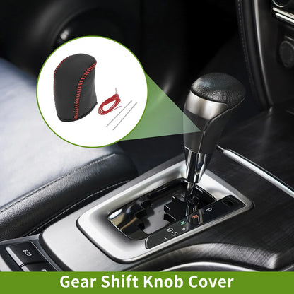 Car Gear Shift Knob Cover for Dodge Journey 2011-2020 Red Faux Leather