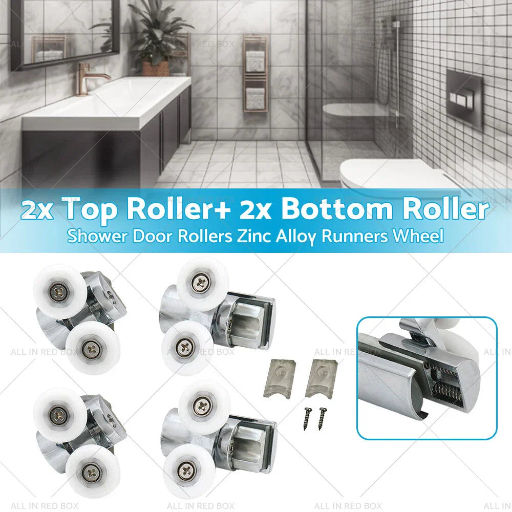4 x Zinc Alloy Shower Door Rollers Twin 23mm for Various Models