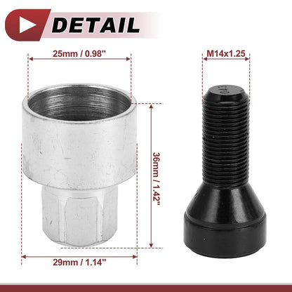 1 Set Anti-theft Wheel Lock Lug Nut Socket M141.25 for BMW