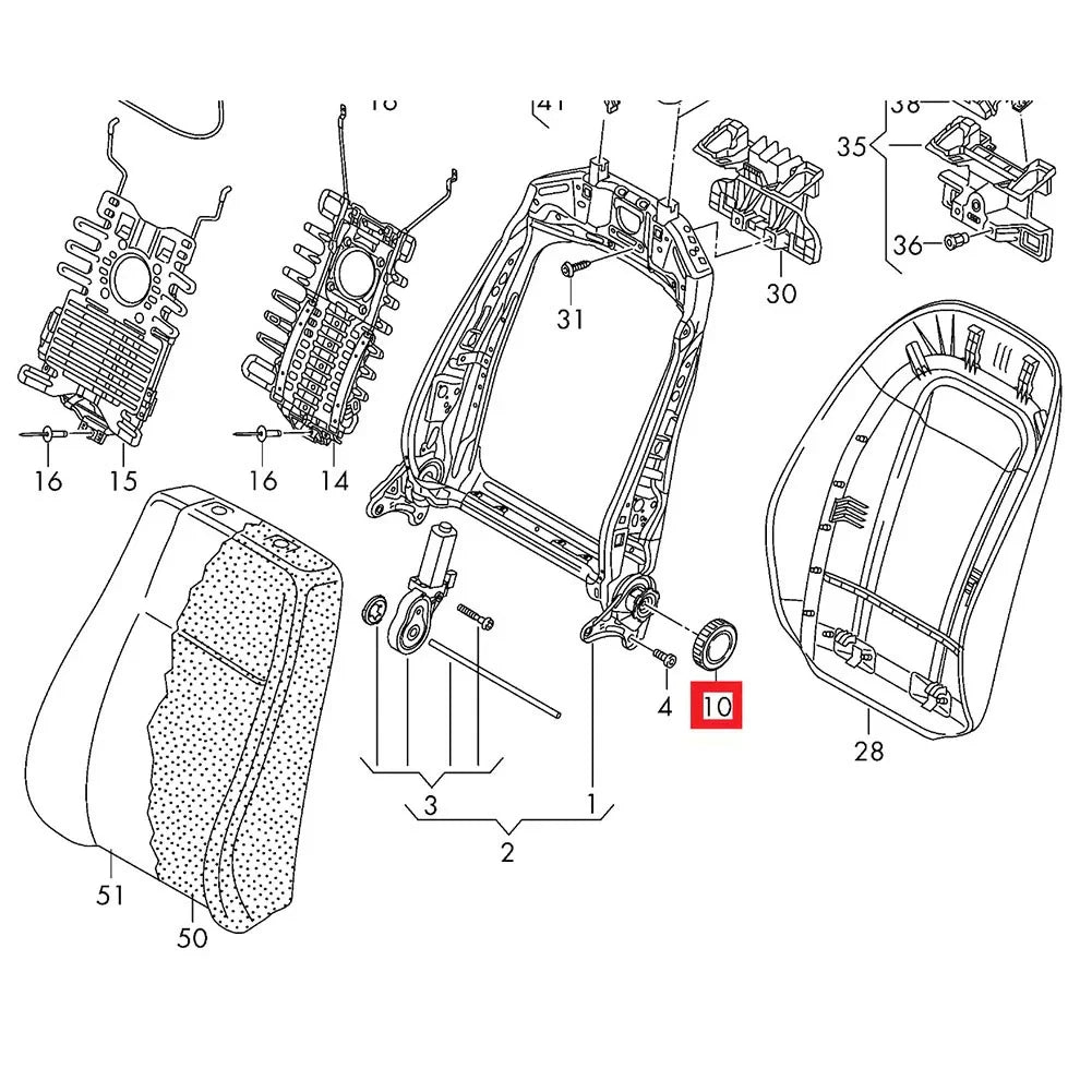 Front Seat Backrest Adjustment Knob for Audi, VW, Seat, Skoda