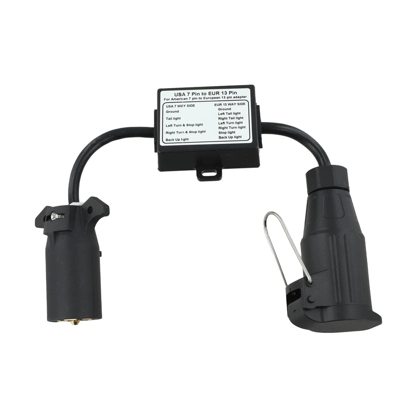 7Way Plug European 13Pin Round Trailer Light-Converter for US Vehicle