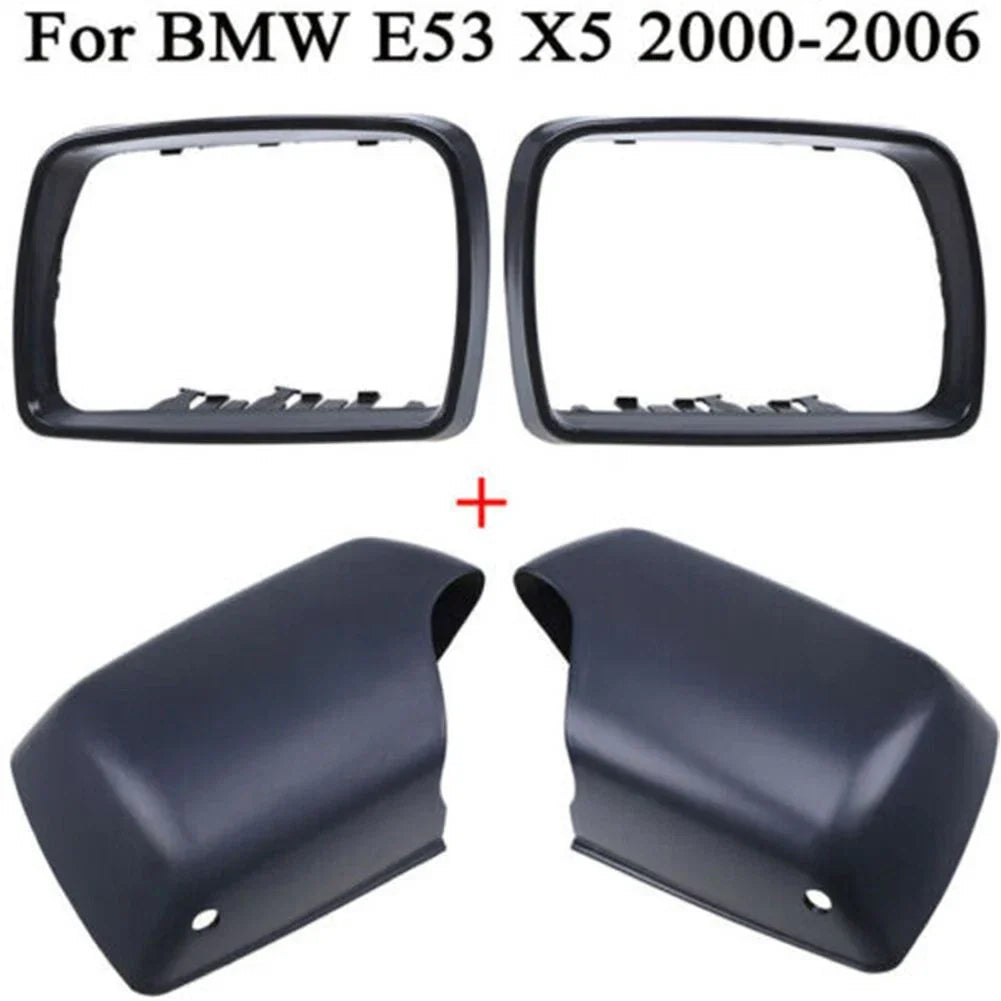 4 x Wing Door Mirror Cover Casing with LED Hole Parts for BMW X5 (2000–2006)