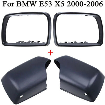 4 x Wing Door Mirror Cover Casing with LED Hole Parts for BMW X5 (2000–2006)