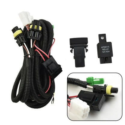 H11 Fog Lights Wiring Harness Socket w LED Indicator + Automotive Relay for Car