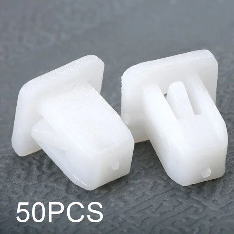 50pcs White Car Clips Square Fasteners Retainer for Fender Bumper Door Trim