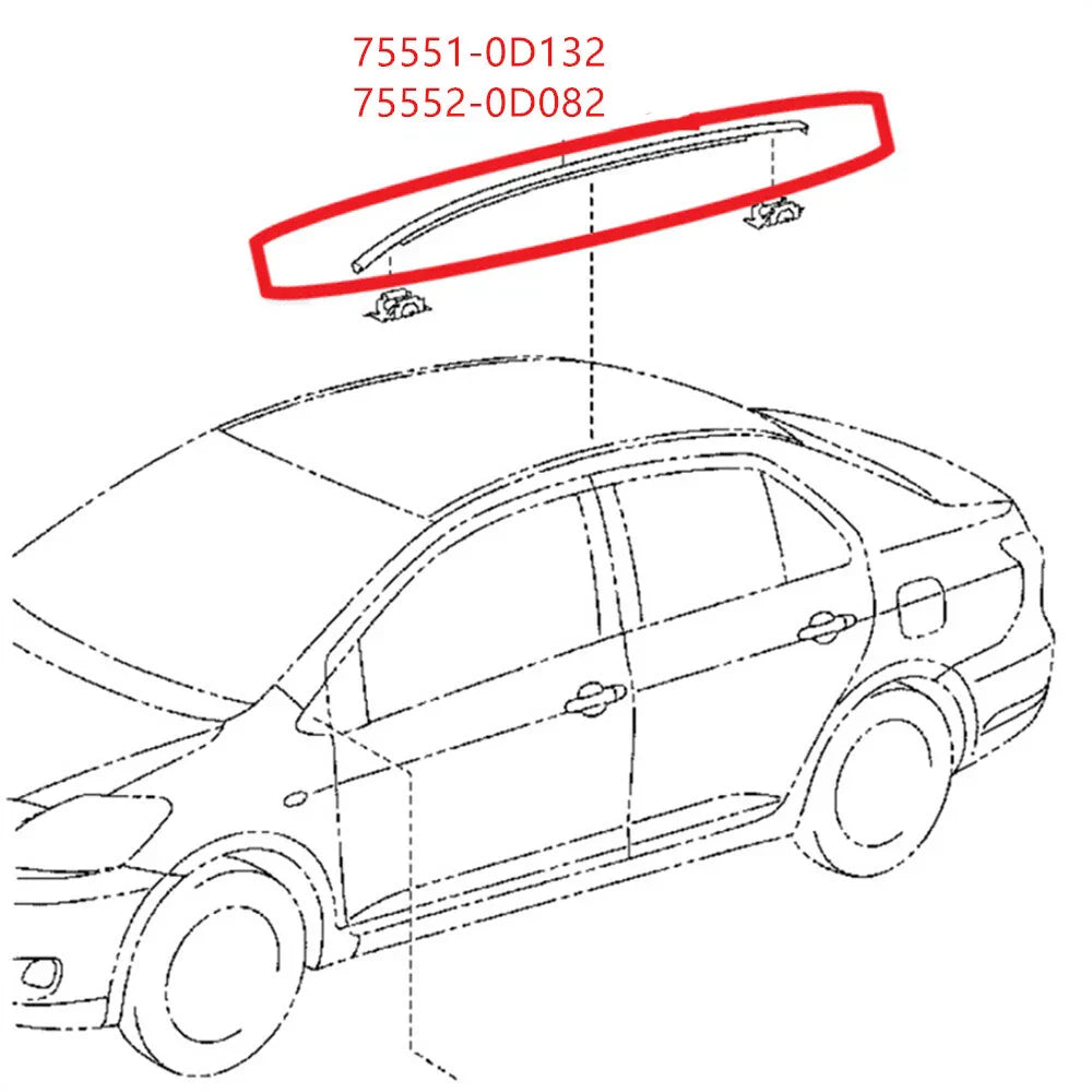 Roof Drip Side Finish Moulding for 14-18 Toyota Yaris (2014-2018)