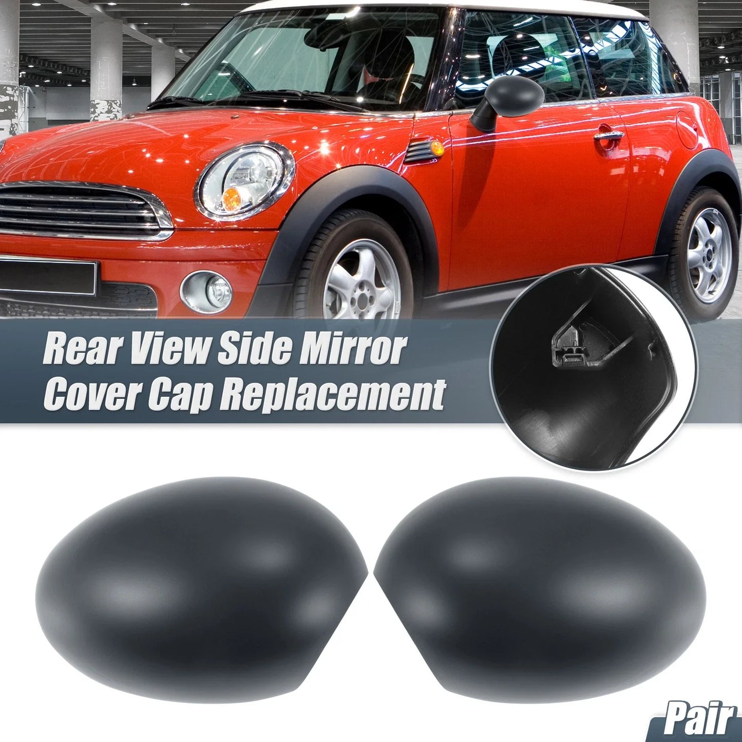 Pair Rearview Mirror Cover Cap Gray for BMW Mini Clubman R55 R57 R56