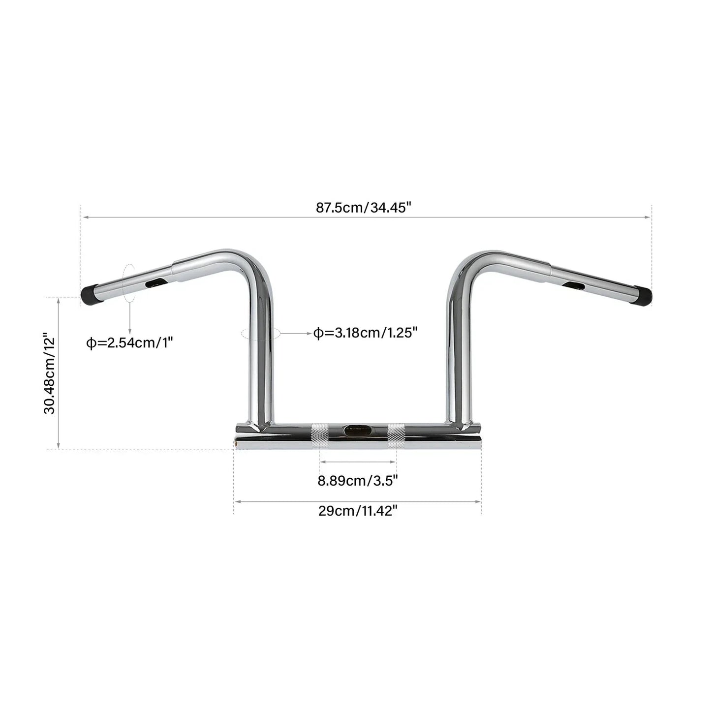 12" Chrome Rise Handlebar for Harley Dyna FXDB, Fat Bob FXDF (2006-2017)