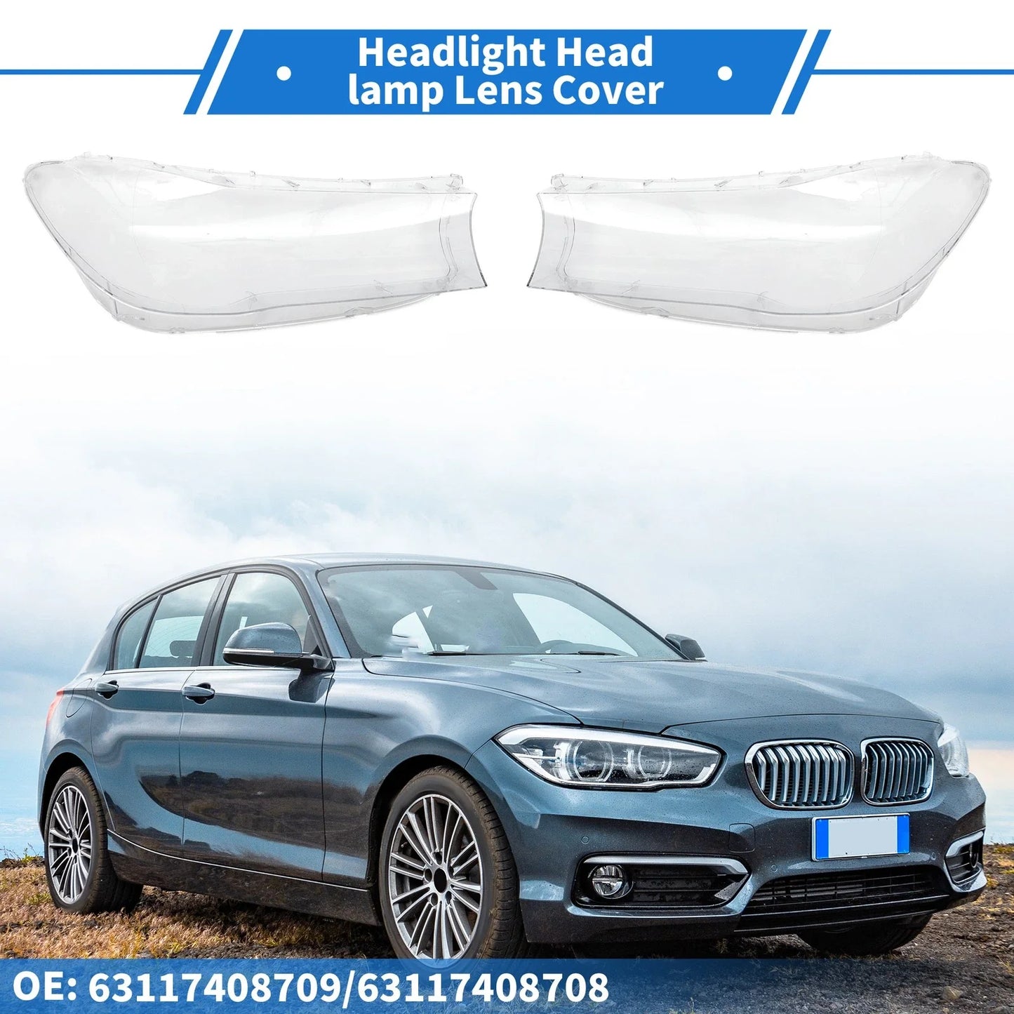 1 x Pair Front Left Right Headlight Lens Cover for BMW 740i