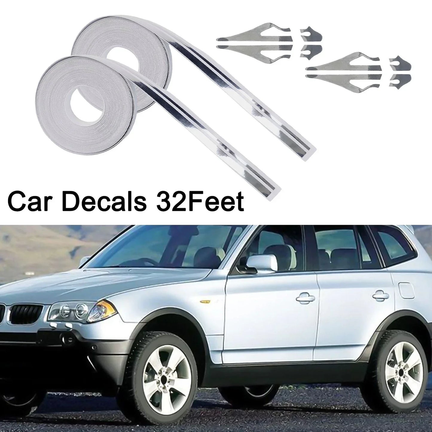 Stripe Stickers Silver Streamline Double Line Tape Decal Vinyl for Car