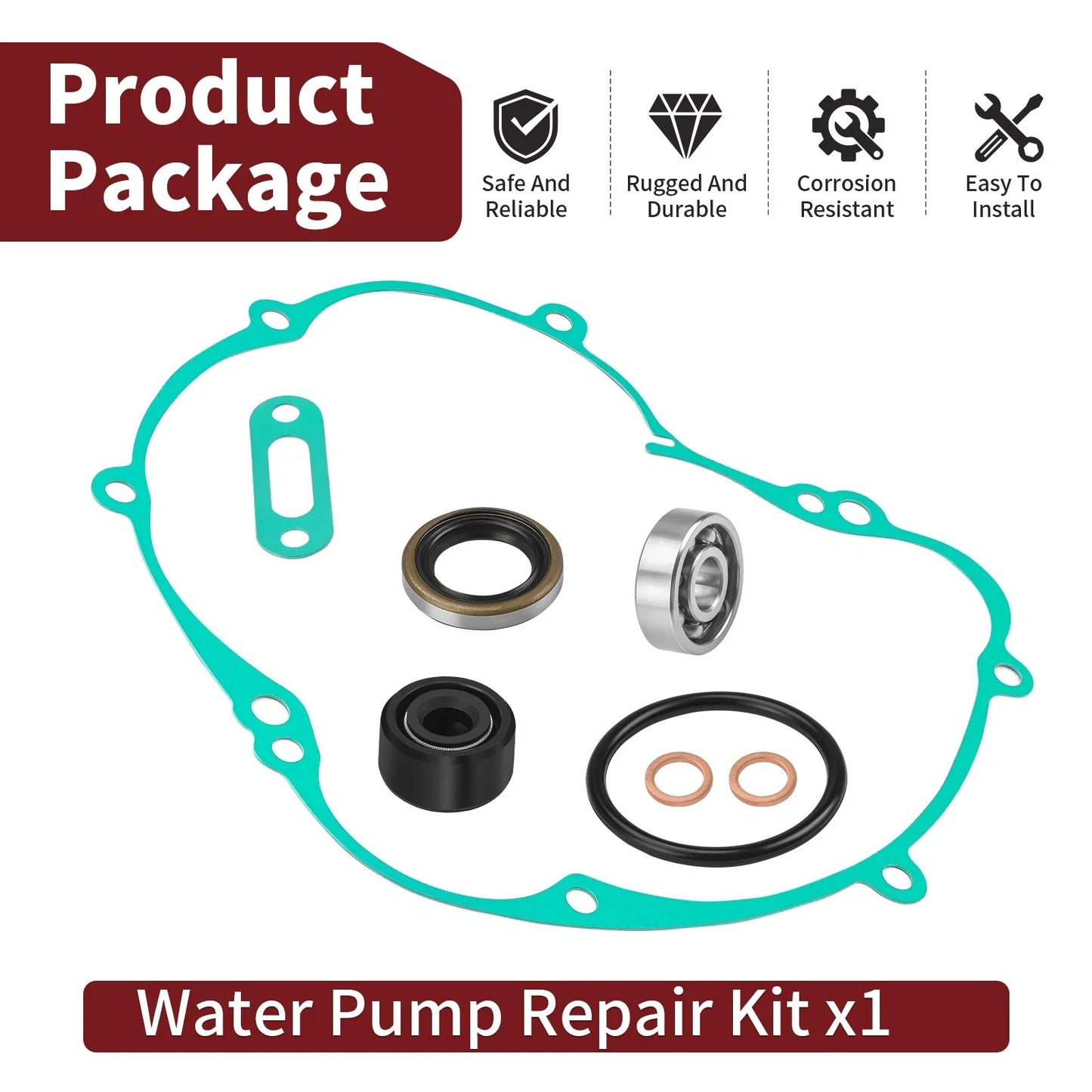 Water Pump Rebuild Kit Gasket Bearing Seal for Kawasaki KX80 KX60 (1985–2003)