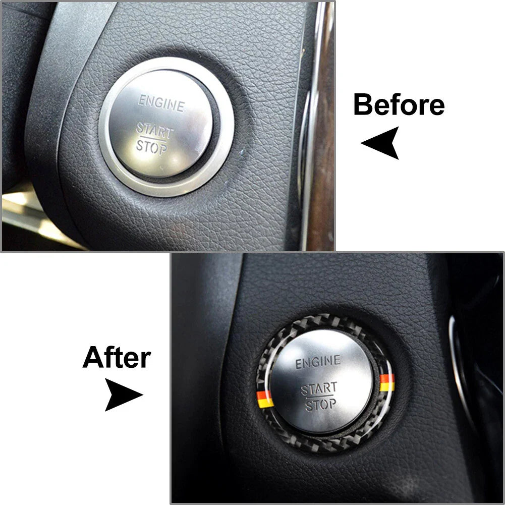 Carbon Fiber Engine Start Stop Button Ring Cover for Mercedes-Benz A B C (2013-2023)
