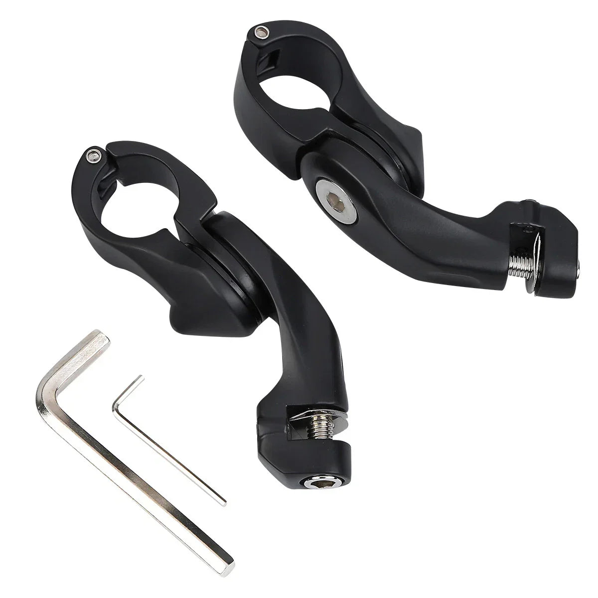 Matte Black 1-1/4" Highway Short Angled Foot Peg Mounts for Harley