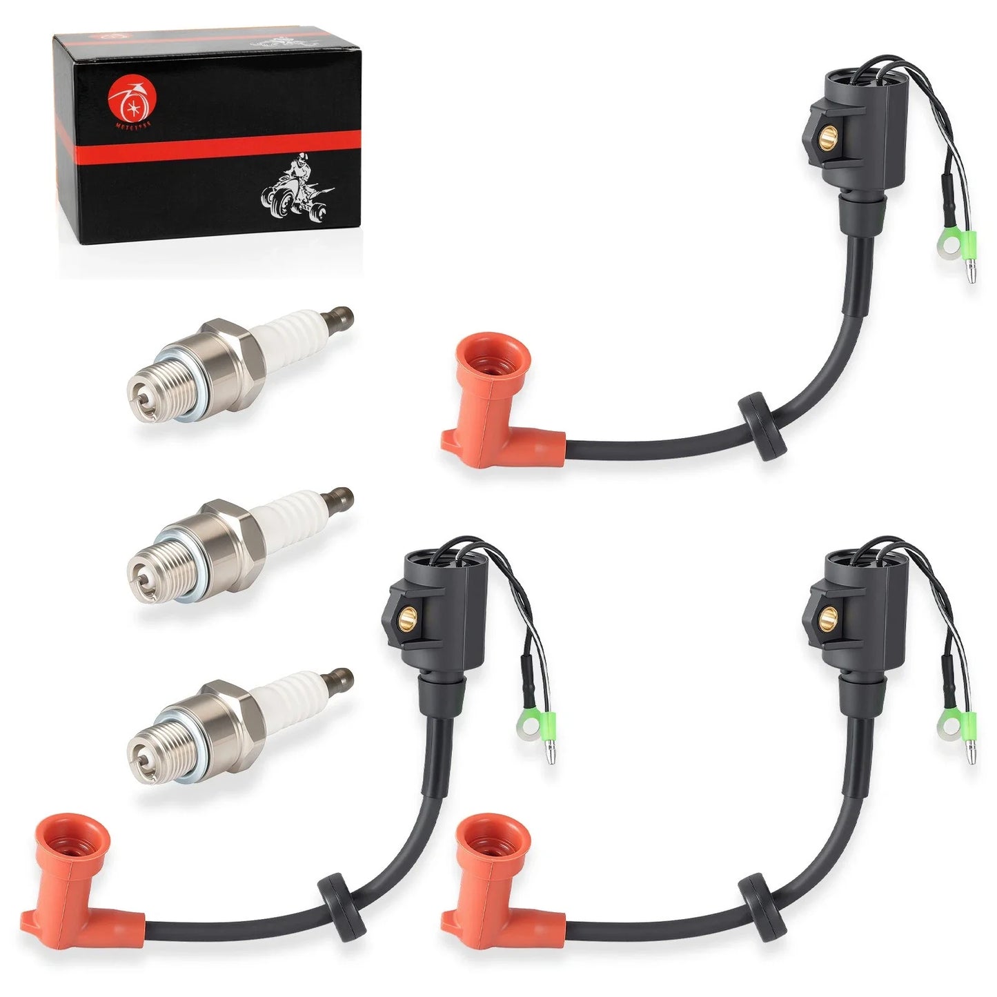 3x Ignition Coil & Spark Plug Cap for Yamaha Outboard 9.9-250