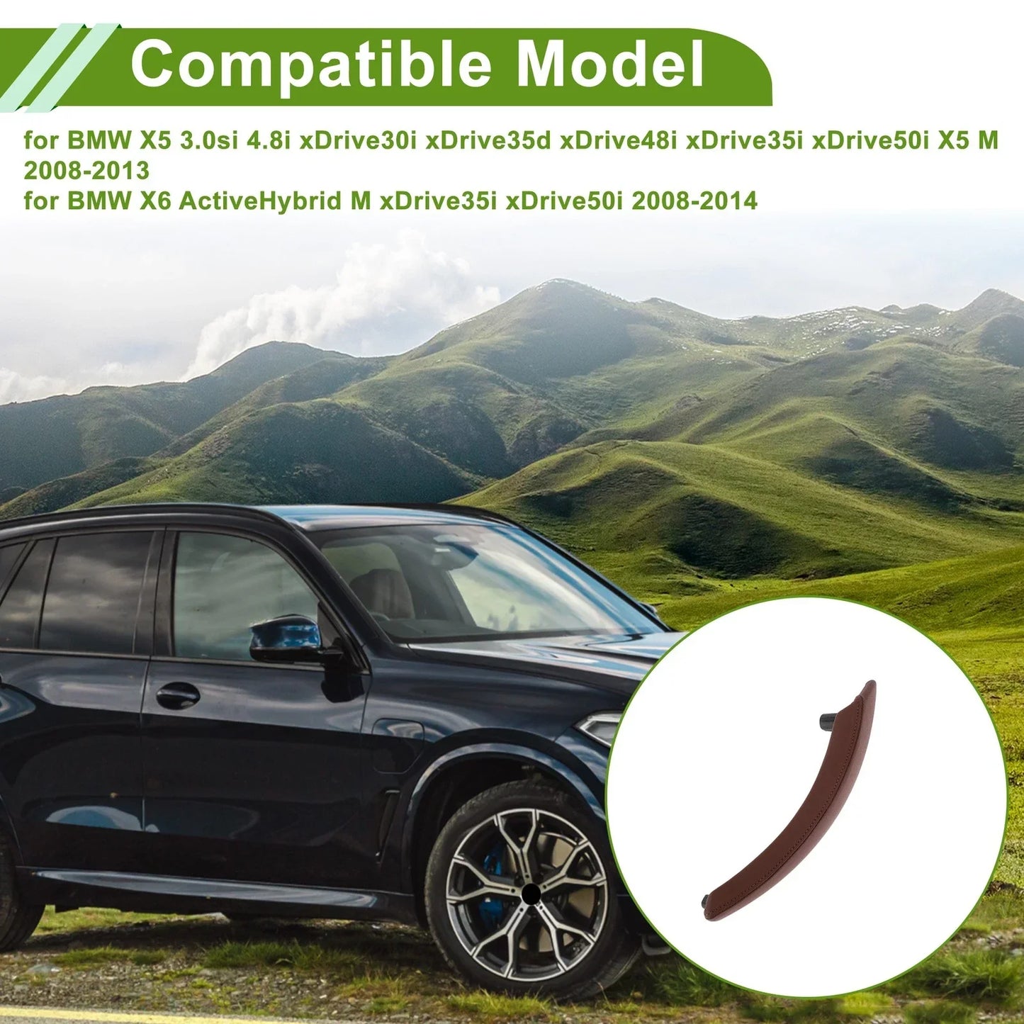 Door Panel Handle Pull Trim Cover for BMW X5 (2008 - 2013) Reddish Brown