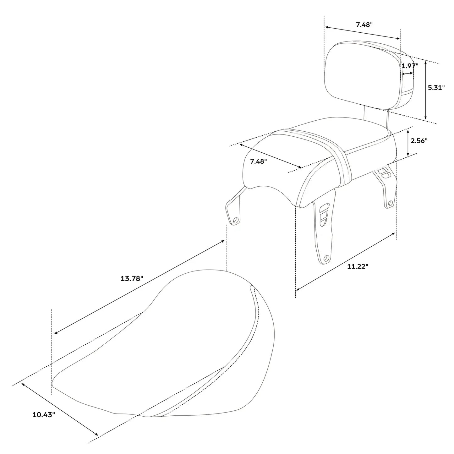 Driver Passenger Seat Backrest for Indian Scout Sixty Bobber (2018-2023)